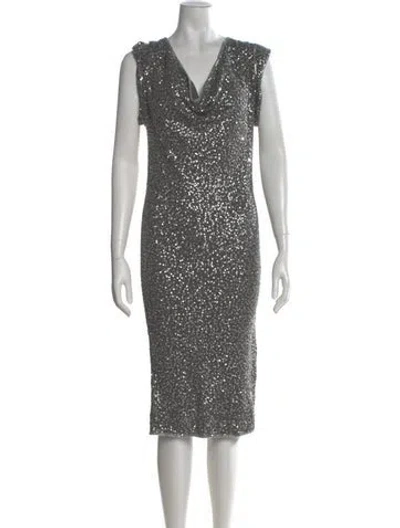 Pre-owned Donna Karan Cashmere Midi Length Dress In Gray