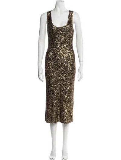 Pre-owned Donna Karan Cashmere Midi Length Dress In Silver