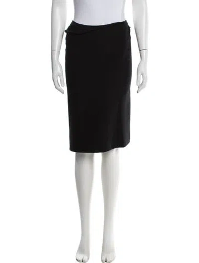 Pre-owned Donna Karan Cashmere Midi Length Skirt In Black
