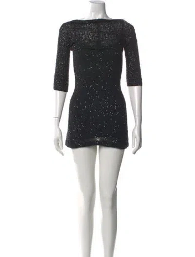 Pre-owned Donna Karan Cashmere Mini Dress In Black