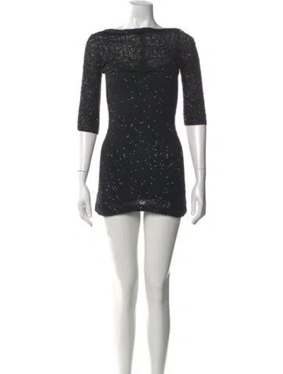 Pre-owned Donna Karan Cashmere Mini Dress In Black