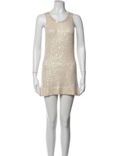 Pre-owned Donna Karan Cashmere Mini Dress In Neutral