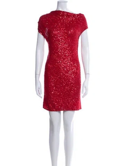 Pre-owned Donna Karan Cashmere Mini Dress In Red