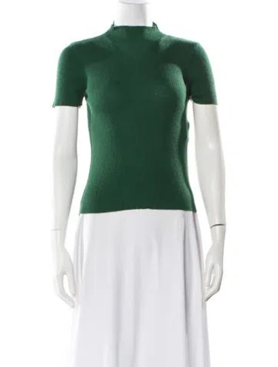 Pre-owned Donna Karan Cashmere Mock Neck Sweater In Green