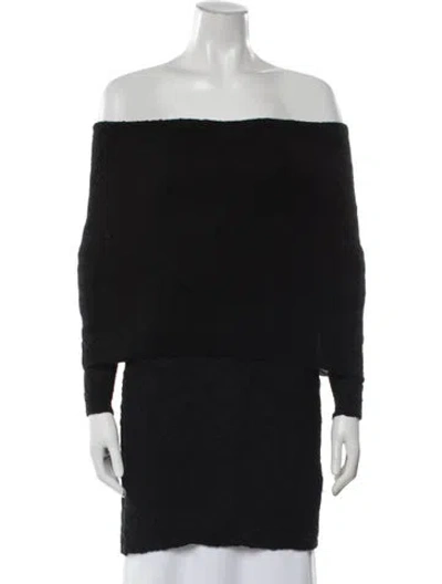 Pre-owned Donna Karan Cashmere Off-the-shoulder Sweater In Black