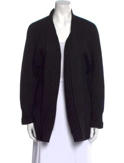 Pre-owned Donna Karan Cashmere Open Front Sweater In Black