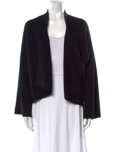 Pre-owned Donna Karan Cashmere Open Front Sweater In Black