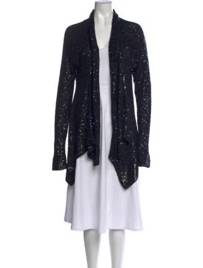 Pre-owned Donna Karan Cashmere Open Front Sweater In Black