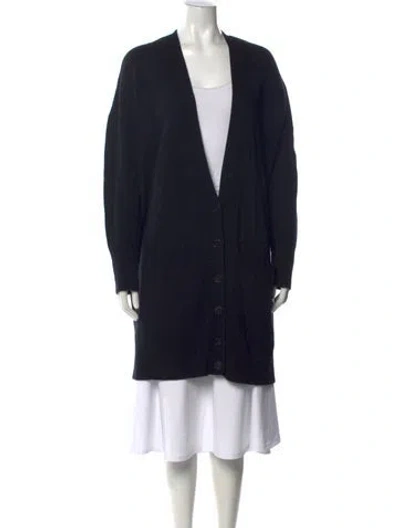Pre-owned Donna Karan Cashmere Open Front Sweater In Black
