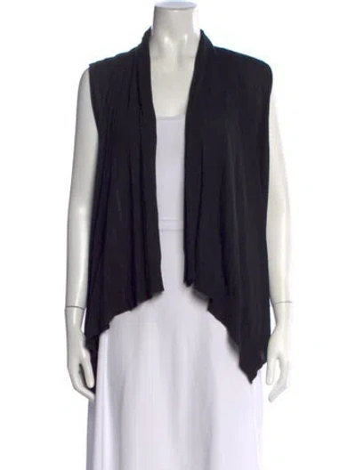 Pre-owned Donna Karan Cashmere Open Front Sweater In Black