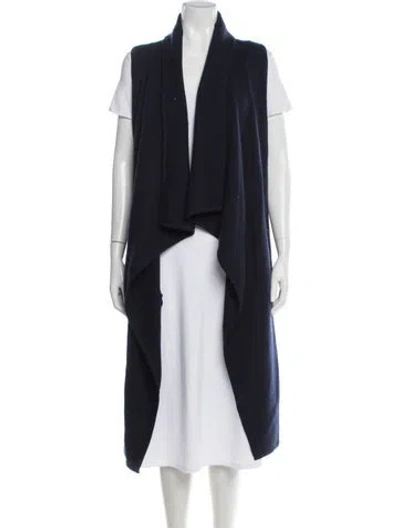 Pre-owned Donna Karan Cashmere Open Front Sweater In Blue