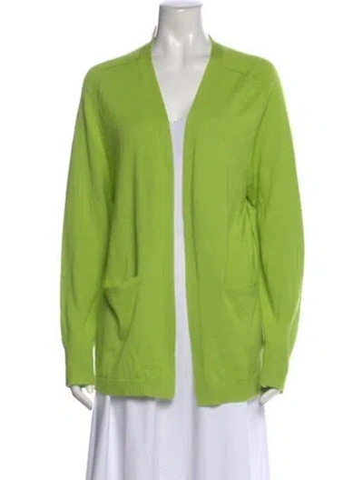 Pre-owned Donna Karan Cashmere Open Front Sweater In Green