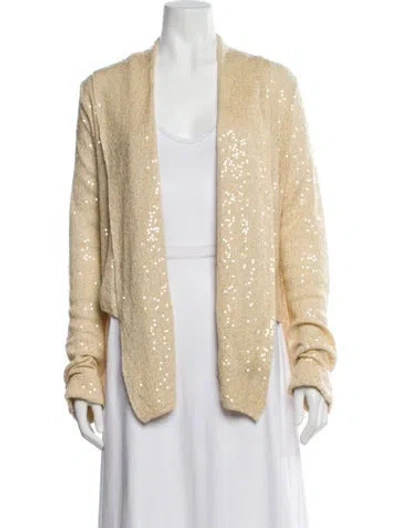 Pre-owned Donna Karan Cashmere Open Front Sweater In Neutral