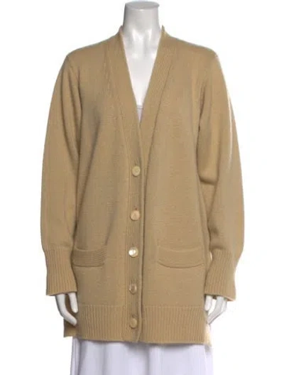 Pre-owned Donna Karan Cashmere Open Front Sweater In Neutral