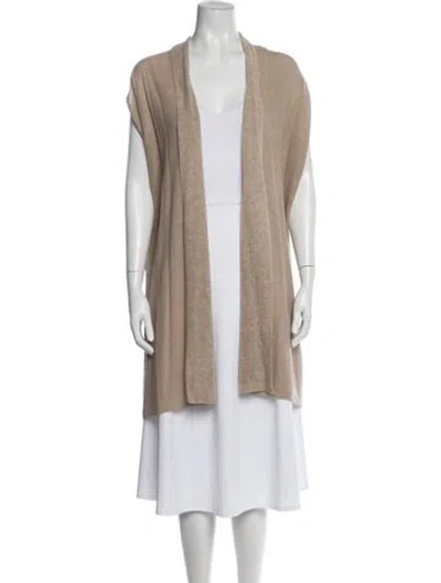 Pre-owned Donna Karan Cashmere Open Front Sweater In Neutral