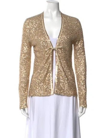 Pre-owned Donna Karan Cashmere Open Front Sweater In Neutral