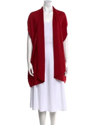 Pre-owned Donna Karan Cashmere Open Front Sweater In Red