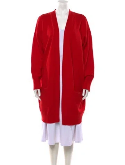 Pre-owned Donna Karan Cashmere Open Front Sweater In Red