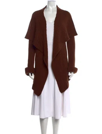 Pre-owned Donna Karan Cashmere Open Front Sweater W/ Tags In Brown