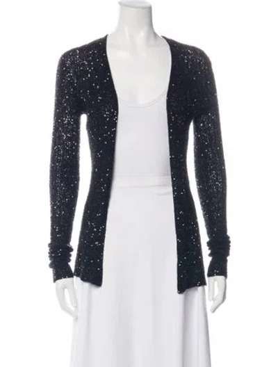 Pre-owned Donna Karan Cashmere Patterned Jacket In Black