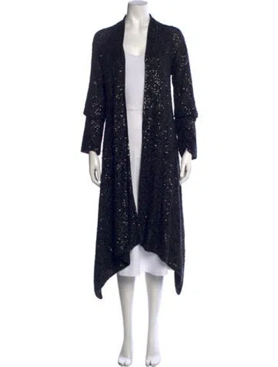 Pre-owned Donna Karan Cashmere Patterned Sweater In Black