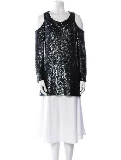 Pre-owned Donna Karan Cashmere Patterned Sweater In Blue