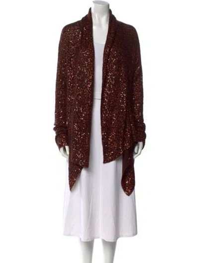 Pre-owned Donna Karan Cashmere Patterned Sweater In Brown