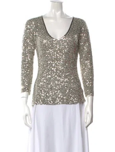 Pre-owned Donna Karan Cashmere Patterned Sweater In Neutrals