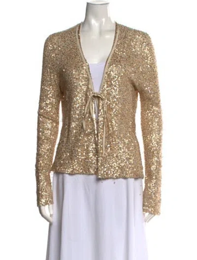 Pre-owned Donna Karan Cashmere Patterned Sweater In Neutrals