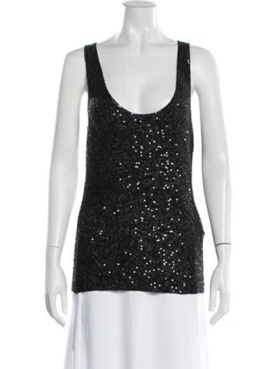 Pre-owned Donna Karan Cashmere Patterned Top In Black