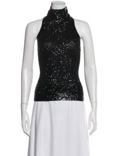 Pre-owned Donna Karan Cashmere Patterned Top In Black