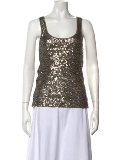 Pre-owned Donna Karan Cashmere Patterned Top In Gold