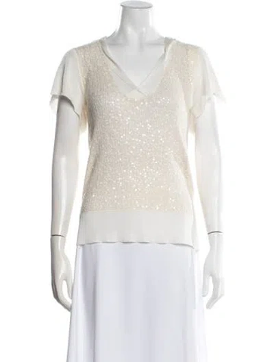 Pre-owned Donna Karan Cashmere Patterned Top In Neutral