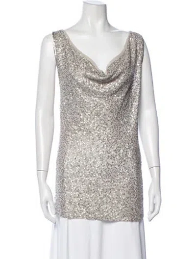 Pre-owned Donna Karan Cashmere Patterned Top In Neutrals