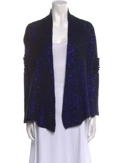 Pre-owned Donna Karan Cashmere Printed Sweater In Blue