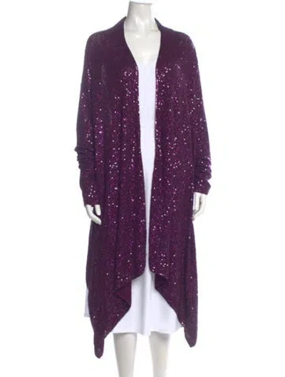 Pre-owned Donna Karan Cashmere Printed Sweater In Purple
