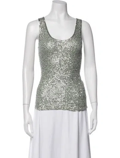 Pre-owned Donna Karan Cashmere Printed Top In Grey