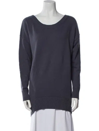 Pre-owned Donna Karan Cashmere Scoop Neck Sweater In Blue