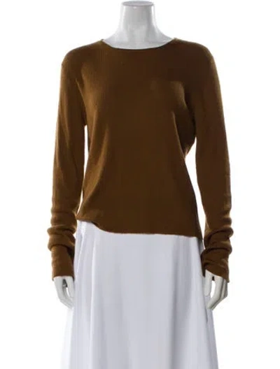 Pre-owned Donna Karan Cashmere Scoop Neck Sweater In Brown