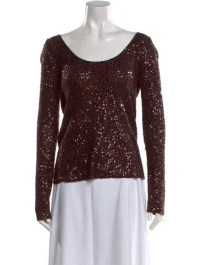 Pre-owned Donna Karan Cashmere Scoop Neck Sweater In Brown
