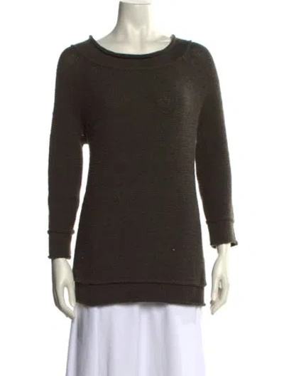 Pre-owned Donna Karan Cashmere Scoop Neck Sweater In Gray