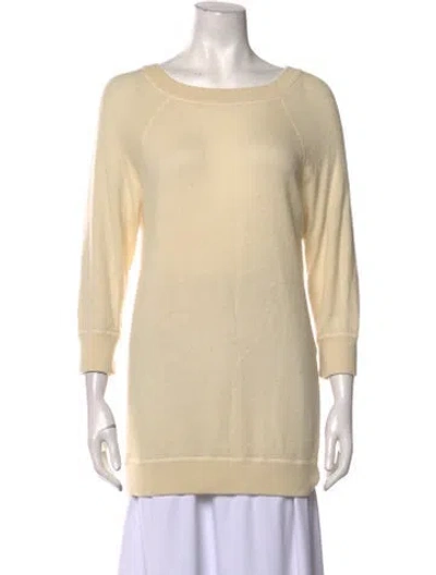 Pre-owned Donna Karan Cashmere Scoop Neck Sweater In Neutral