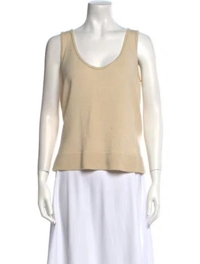 Pre-owned Donna Karan Cashmere Scoop Neck Sweater In Neutral