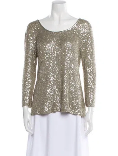 Pre-owned Donna Karan Cashmere Scoop Neck Sweater In Silver