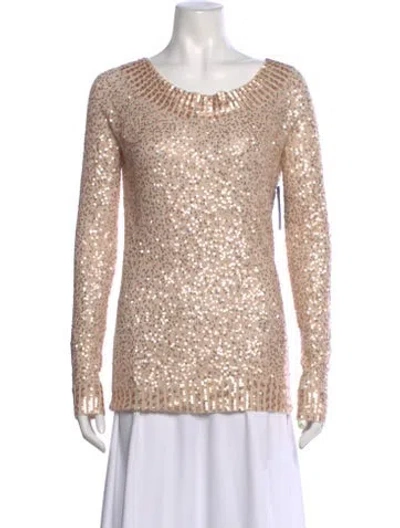 Pre-owned Donna Karan Cashmere Scoop Neck Sweater W/ Tags In Neutral