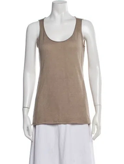 Pre-owned Donna Karan Cashmere Scoop Neck Top In Neutral