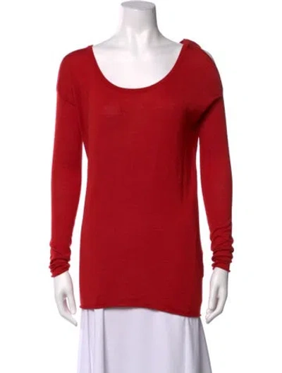 Pre-owned Donna Karan Cashmere Scoop Neck Top In Red