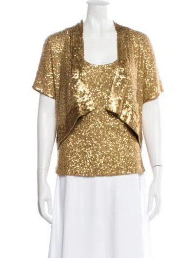 Pre-owned Donna Karan Cashmere Sequin Embellishments Set In Neutral