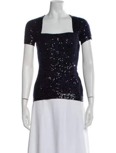Pre-owned Donna Karan Cashmere Square Neckline Sweater In Blue