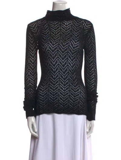 Pre-owned Donna Karan Cashmere Striped Sweater In Black